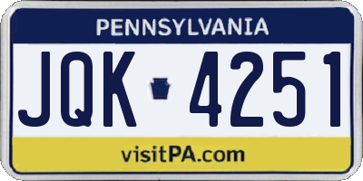 PA license plate JQK4251