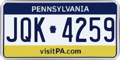 PA license plate JQK4259