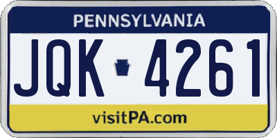 PA license plate JQK4261