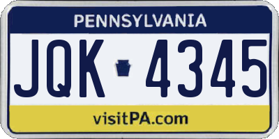 PA license plate JQK4345