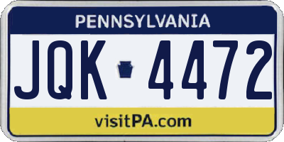 PA license plate JQK4472