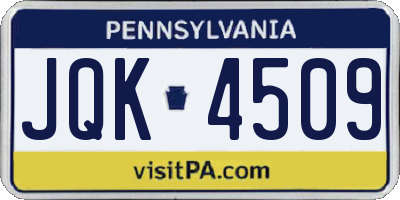 PA license plate JQK4509
