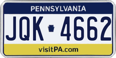 PA license plate JQK4662