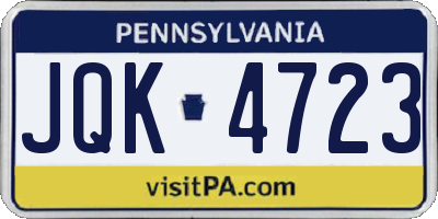 PA license plate JQK4723