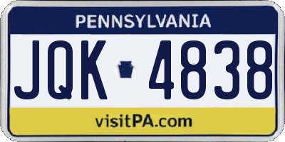 PA license plate JQK4838