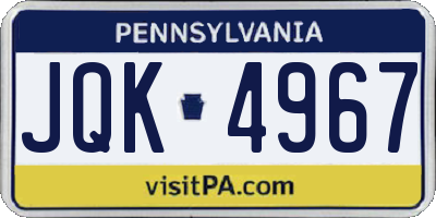 PA license plate JQK4967
