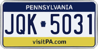 PA license plate JQK5031