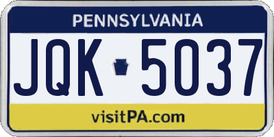 PA license plate JQK5037