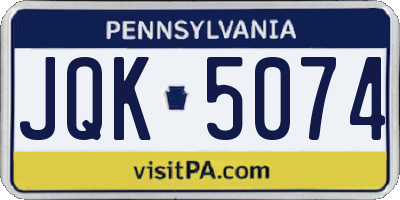 PA license plate JQK5074