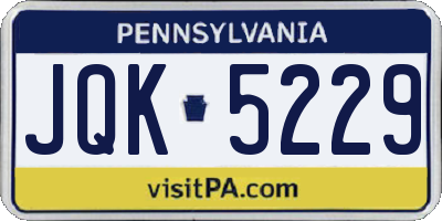PA license plate JQK5229