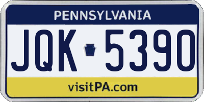 PA license plate JQK5390