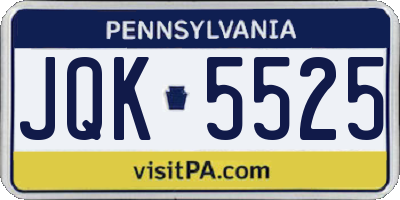 PA license plate JQK5525