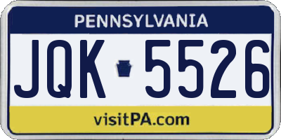 PA license plate JQK5526