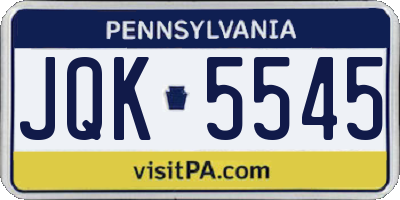 PA license plate JQK5545