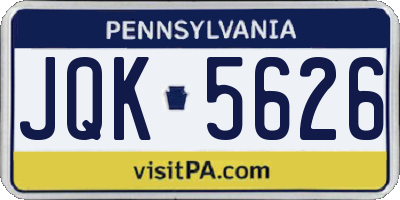 PA license plate JQK5626