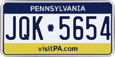 PA license plate JQK5654