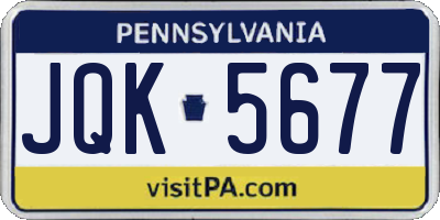 PA license plate JQK5677