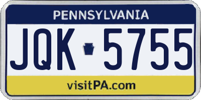 PA license plate JQK5755