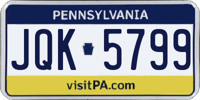 PA license plate JQK5799