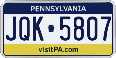 PA license plate JQK5807