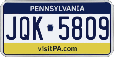 PA license plate JQK5809