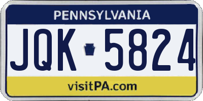 PA license plate JQK5824