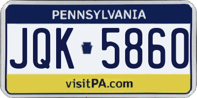 PA license plate JQK5860