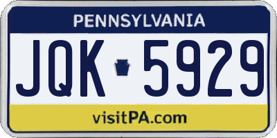 PA license plate JQK5929
