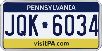 PA license plate JQK6034