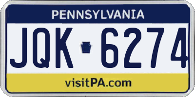 PA license plate JQK6274