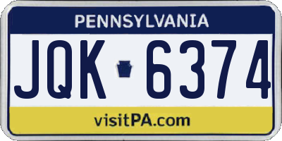 PA license plate JQK6374