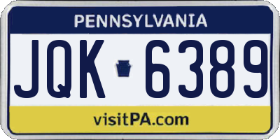 PA license plate JQK6389