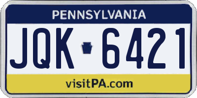 PA license plate JQK6421