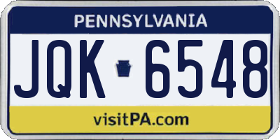 PA license plate JQK6548