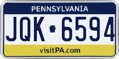 PA license plate JQK6594