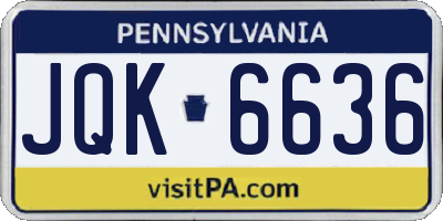 PA license plate JQK6636