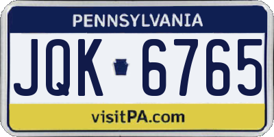 PA license plate JQK6765