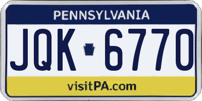 PA license plate JQK6770