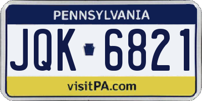 PA license plate JQK6821