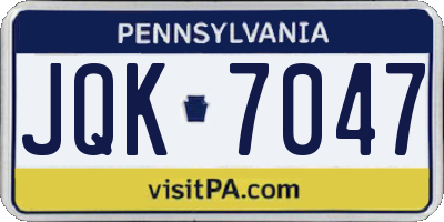 PA license plate JQK7047