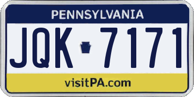 PA license plate JQK7171