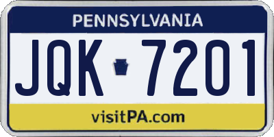 PA license plate JQK7201