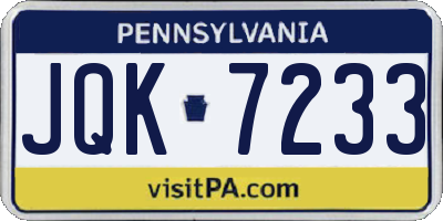 PA license plate JQK7233