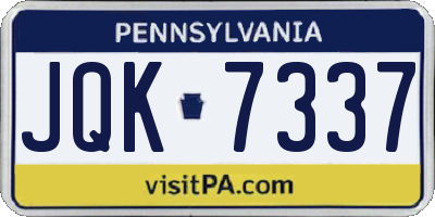 PA license plate JQK7337