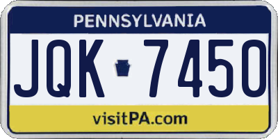 PA license plate JQK7450