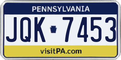 PA license plate JQK7453