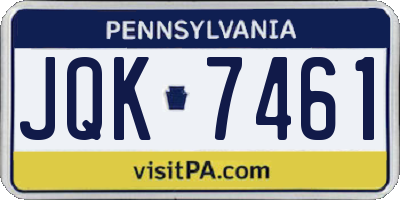 PA license plate JQK7461