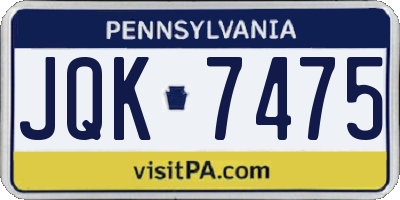 PA license plate JQK7475