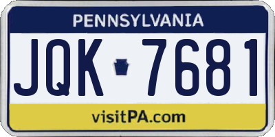 PA license plate JQK7681