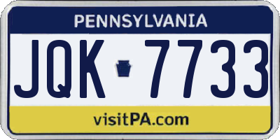 PA license plate JQK7733
